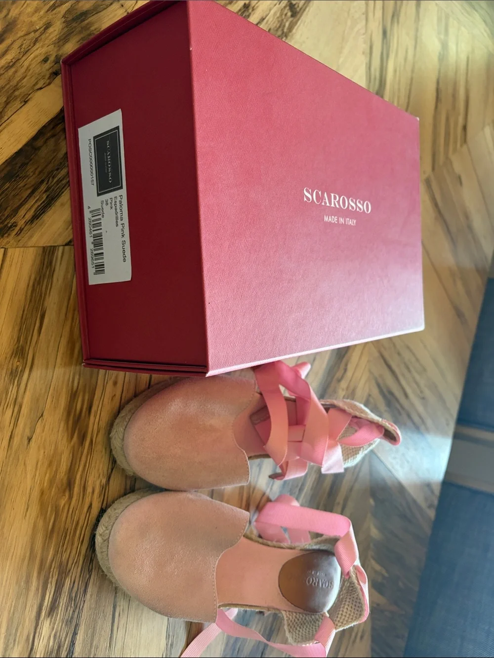 Scarosso Pink Ribbon Tie Espadrille Flats for Women